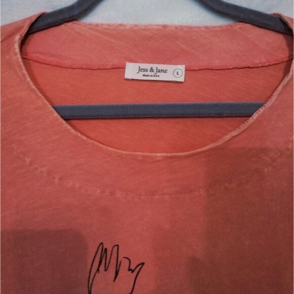 Jess & Jane Burnt Orange 100% Cotton Tulip Top with Accent Pocket Size Large - Picture 2 of 7